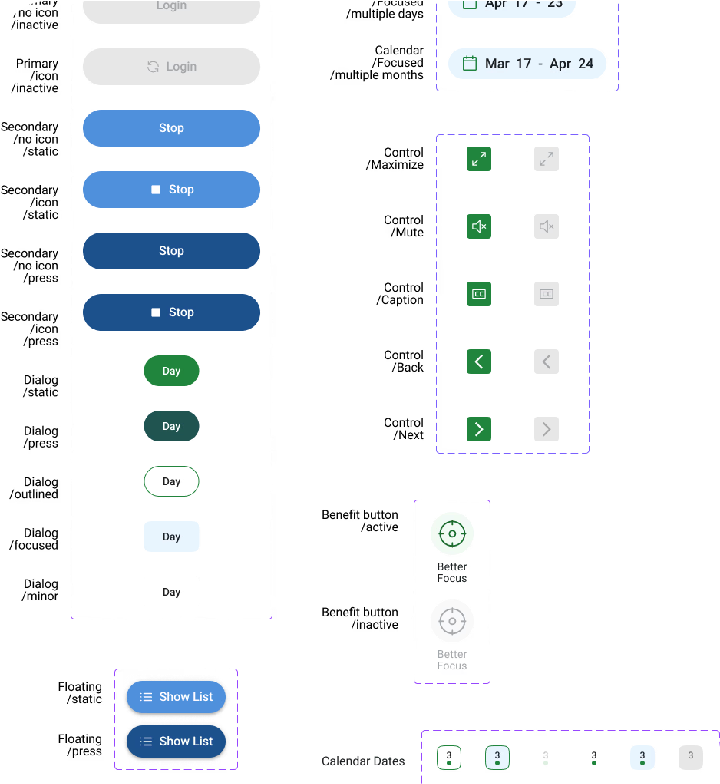 Nature Counter design system detail — iconography grid